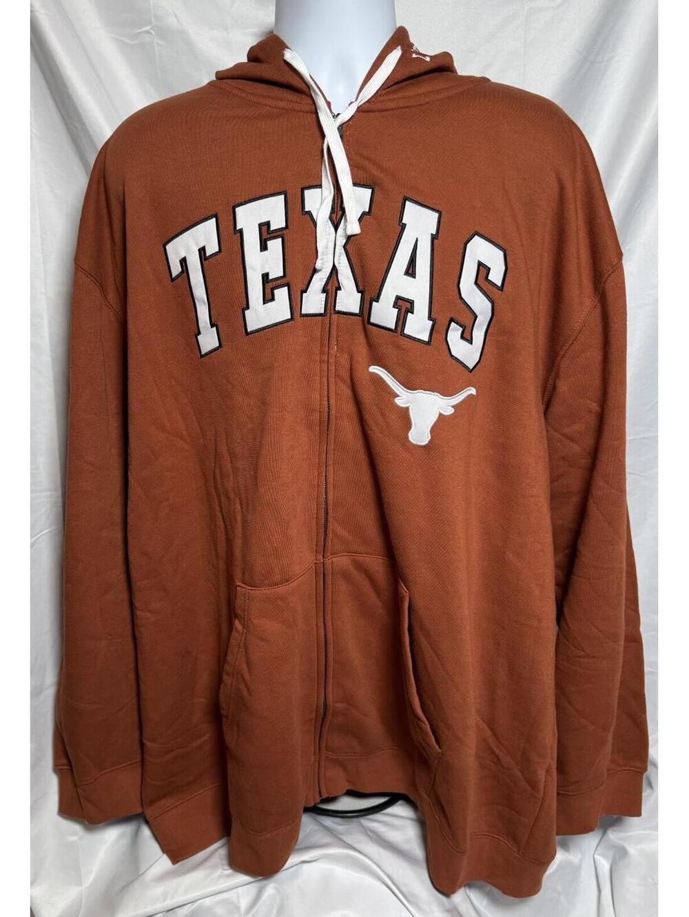 Texas Longhorns Full Zip Hoodie Colosseum Burnt Orange Mens 4X Big & Tall NEW